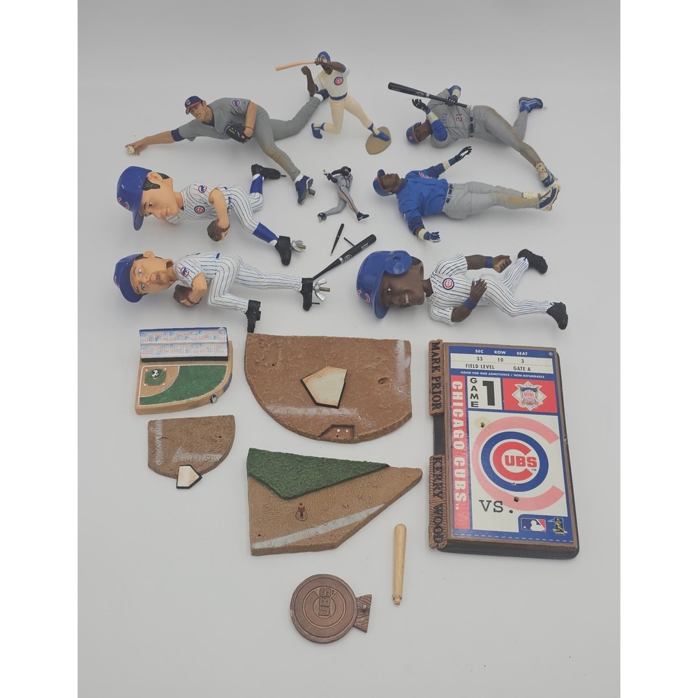Chicago Cubs Figurine Bobblehead Lot Sosa Prior Woods Jones Dawson Baseball